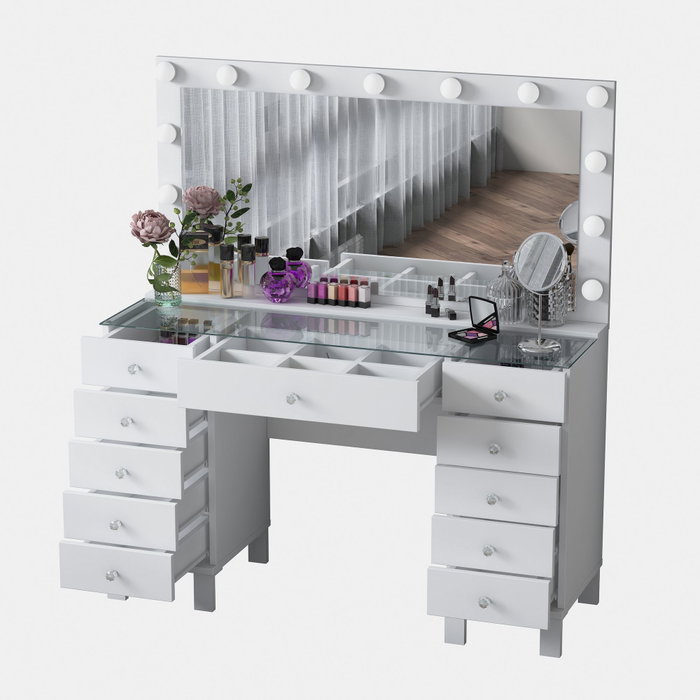 Hanah Home Mesa de Maquillaje BJ137 - 3847 Blanca con 13 Focos Hanah Home Mesa de Maquillaje BJ137 - 3847 Blanca con 13 Focos